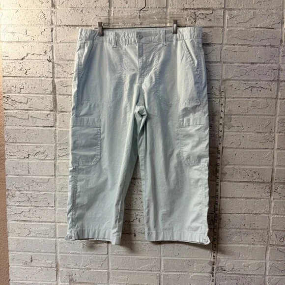 American Eagle Light /blue Cargo Capri Pants Size 12 Stretch Utility Y2K - Picture 1 of 13